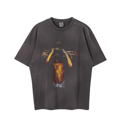Saint Michael Fashion We Live Hell Printed Short Sleeve Unisex Casual Street T-shirt