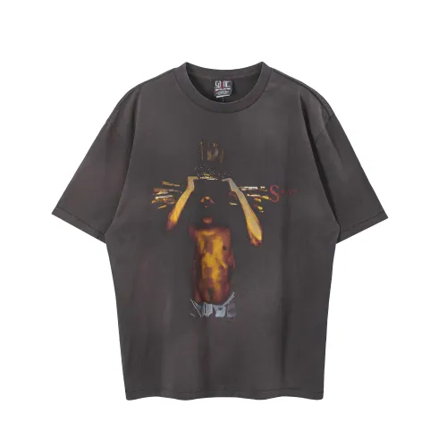Saint Michael Fashion We Live Hell Printed Short Sleeve Unisex Casual Street T-shirt