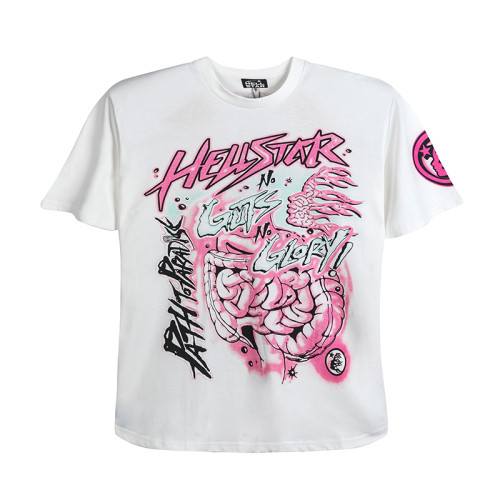Hellstar Studios Fashion Graffiti Short Sleeve Unisex Casual Cotton Summer Tee
