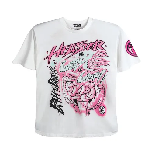 Hellstar Studios Fashion Graffiti Short Sleeve Unisex Casual Cotton Summer Tee