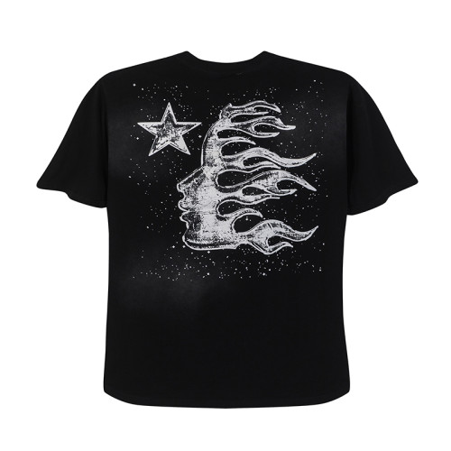 Hellstar Classic Printed Vintage Washed Short Sleeve Unisex Casual Street T-shirt