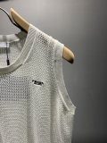Prada Fashion Unisex Embroidered Logo Mesh Knitted Tank Top