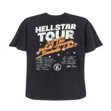 Hellstar Studios Fashion Classic Profile Logo Short Sleeve Unisex Casual Street Washed Tee