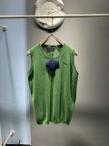 Prada Fashion Unisex Embroidered Logo Mesh Knitted Tank Top