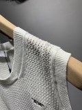 Prada Fashion Unisex Embroidered Logo Mesh Knitted Tank Top