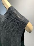 Prada Fashion Unisex Embroidered Logo Mesh Knitted Tank Top