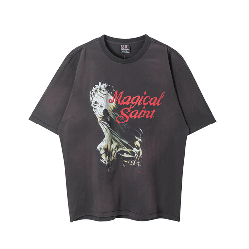 Saint Michael New Summer Washed Short Sleeve Unisex Casual Street Tee