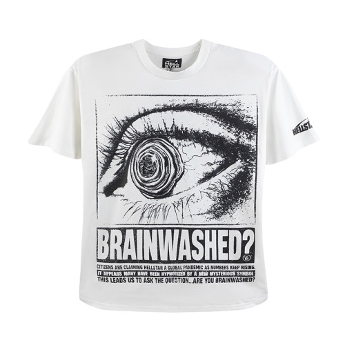 Hellstar Fashion Letters Eyes Logo Printed Short Sleeve Unisex Casual Simple T-shirt