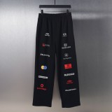 Balenciaga Unisex Colorful Multi Logo Printed Casual Loose Pants