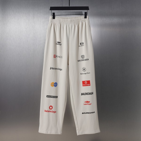 Balenciaga Unisex Colorful Multi Logo Printed Casual Loose Pants