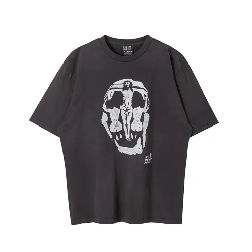 Saint Michael Fashion Skull Printed Distressed Short Sleeve Unisex Casual Street Tee