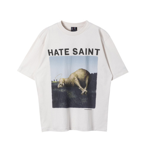 Saint Michael Fashion Sheep Printed Short Sleeve Unisex Casual Street T-shirt