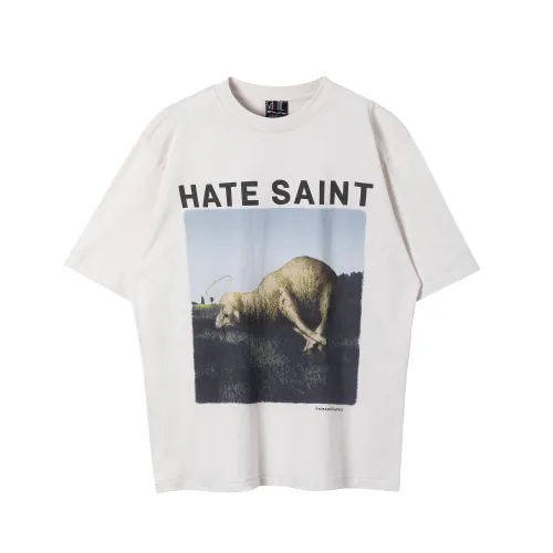 Saint Michael Fashion Sheep Printed Short Sleeve Unisex Casual Street T-shirt