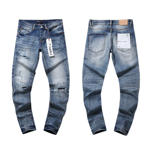 Purple Brand Fashion Ripped Jeans Unisex Casual Street Washed Distressed Pants