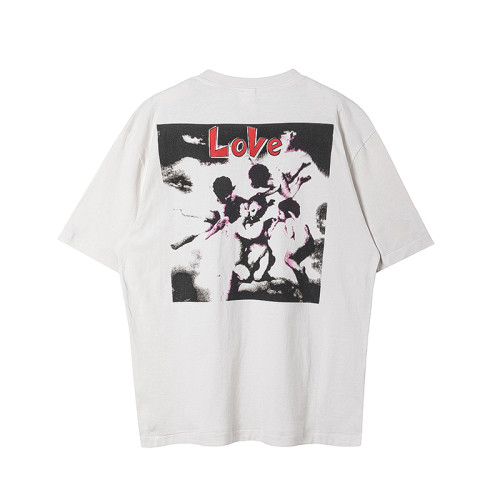Saint Michael Fashion Letters Love Printed T-shirt Unisex Casual Street Short Sleeve