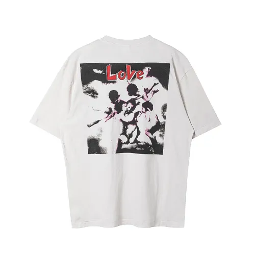 Saint Michael Fashion Letters Love Printed T-shirt Unisex Casual Street Short Sleeve