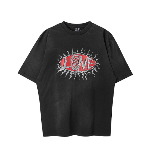 Saint Michael Fashion Retro Letters Short Sleeve Unisex Casual Street Tee