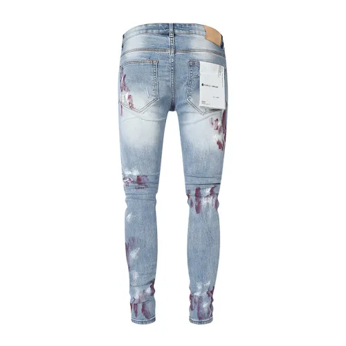 Purple Brand Fashion Graffiti Washed Distressed Jeans Casual Street Slim Pants