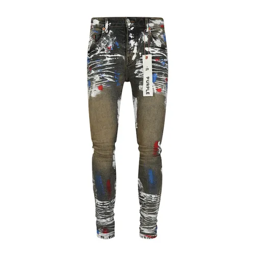 Purple Brand Fashion Graffiti Slim Pants Unisex Casual Street Jeans