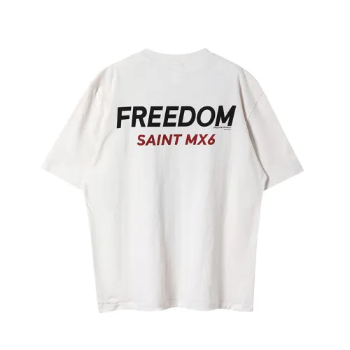Saint Michael x Freedom Fashion Cartoon Printed Short Sleeve Casual Street Washed T-shirt