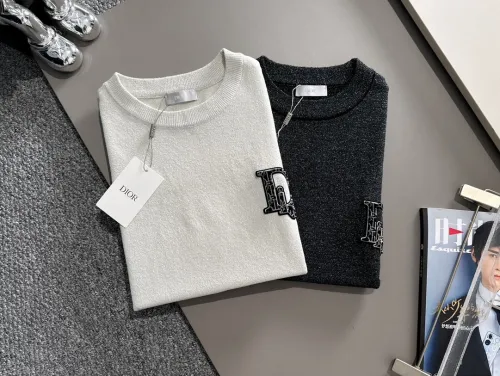 Dior New Logo Jacquard Short Sleeve Knitted Fashion Oversize T-shirt