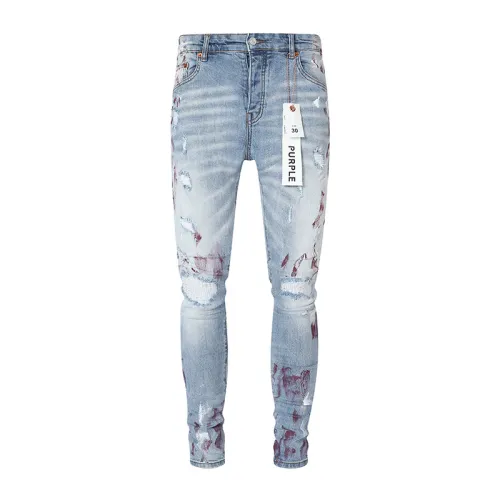 Purple Brand Fashion Graffiti Washed Distressed Jeans Casual Street Slim Pants