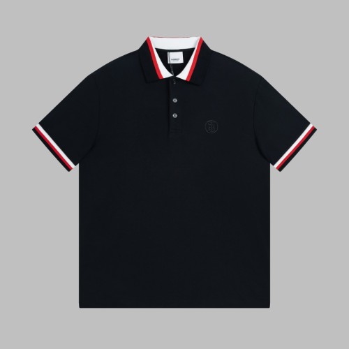 Burberry Classic Stripe TB Open Front Pearl Polo Shirt