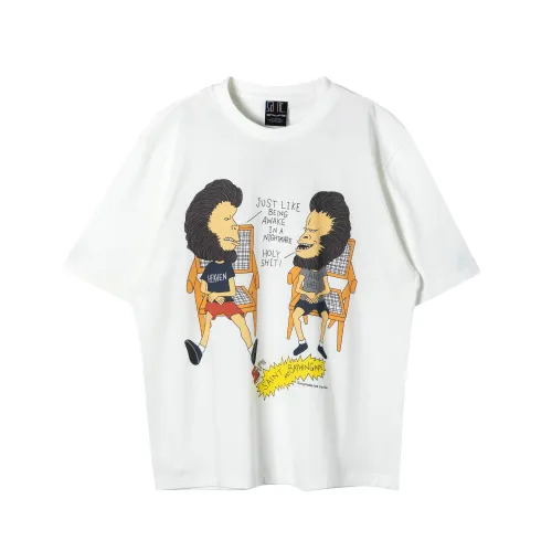 Saint Michael Cartoon Fashion Printed Short Sleeve Unisex Casual Street Crew Neck Tee