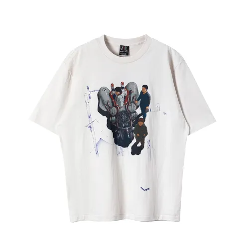 Saint Michael x Freedom Fashion Cartoon Printed Short Sleeve Casual Street Washed T-shirt