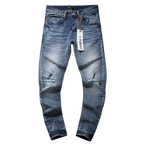 Purple Brand Fashion Vintage Distressed Jeans Unisex Casual Street Ripped Pants