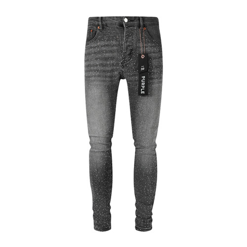 Purple Brand Fashion Splash-ink Graffiti Slim Jeans Casual Street Retro Pants