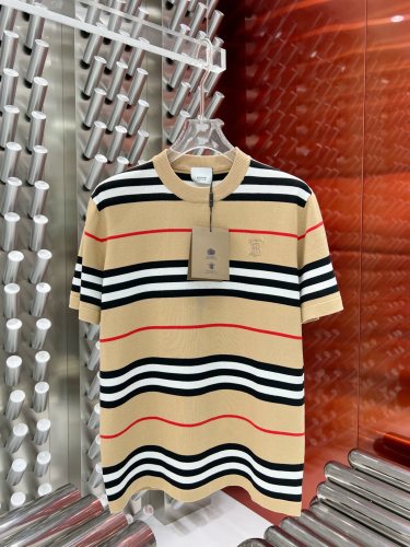 Burberry Classic Logo Embroidered Stripe Knitted Short Sleeves