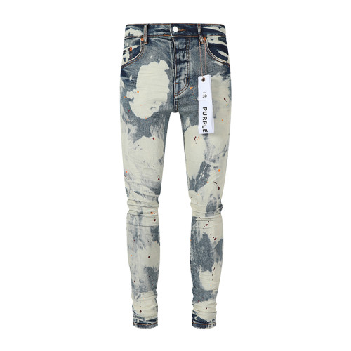 Purple Brand Fashion Tie-dye Graffiti Retro Jeans Casual Street Distressed Pants