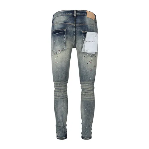 Purple Brand Fashion Classic Splash-ink Denim Pants Unisex Casual Street Slim Jeans