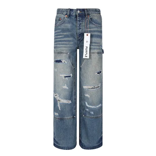 Purple Brand Fashion Retro Ripped Jeans Unisex Casual Street Straight Pants