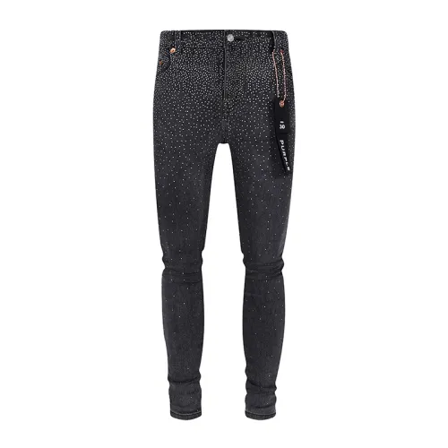 Purple Brand Fashion New Rhinestone Washed Jeans Unisex Casual Street Slim Pants