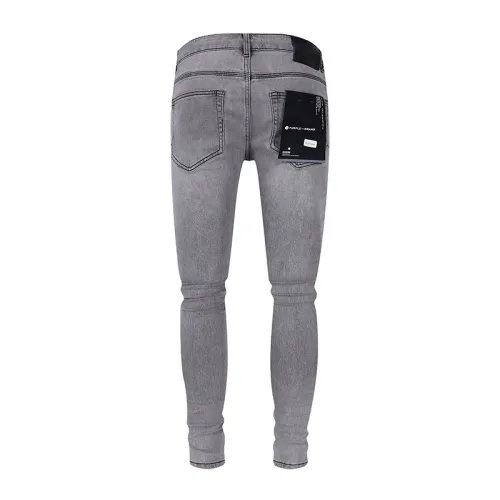 Purple Brand Fashion Rhinestone Slim Washed Gray Jeans Unisex Casual Street Pants