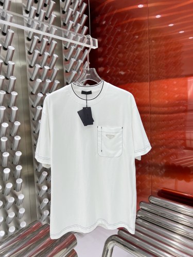 Prada Classic Triangle Logo Round Neck Short Sleeve Unisex Casual T-shirt