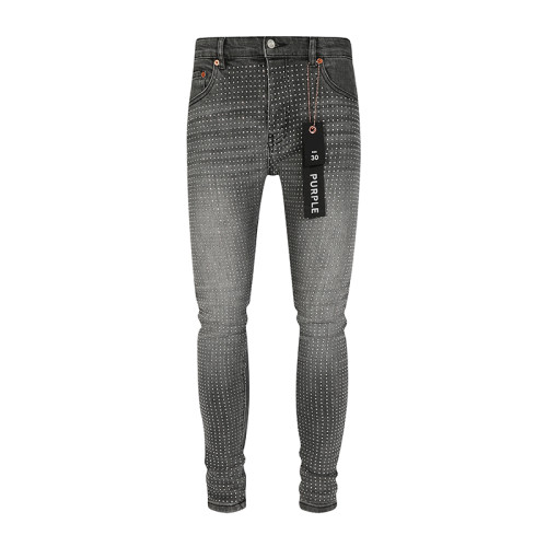 Purple Brand Fashion Rhinestone Slim Jeans Unisex Casual Street Pants