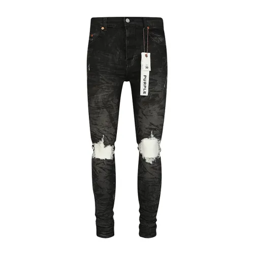 Purple Brand New Fashion Tattered Jeans Casual Street Slim Pants