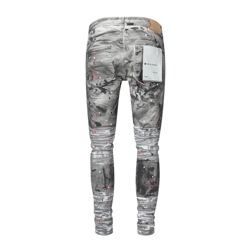 Purple Brand Fashion Graffiti Slim Pants Unisex Casual Street Retro Pants