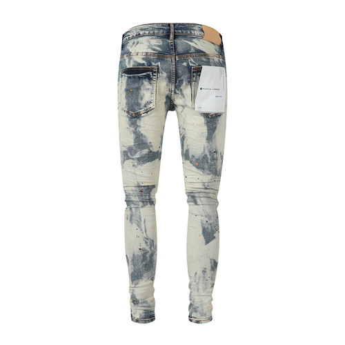 Purple Brand Fashion Tie-dye Graffiti Retro Jeans Casual Street Distressed Pants