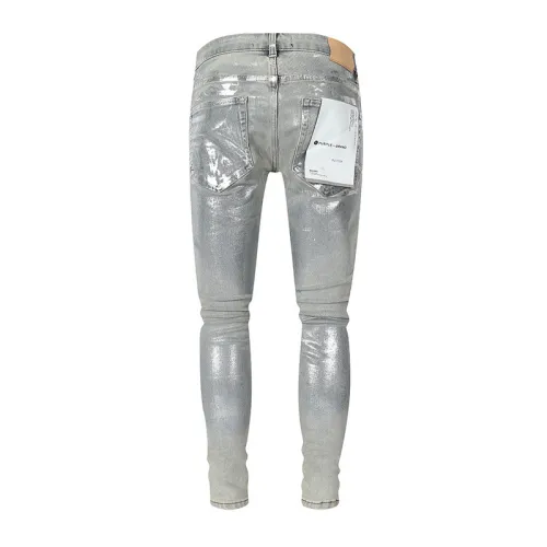 Purple Brand New Fashion Silver Plated Slim Jeans Unisex Casual Street Pants
