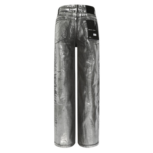 Purple Brand Fashion Hot Stamping Coating Jeans Unisex Casual Street Straight Pants
