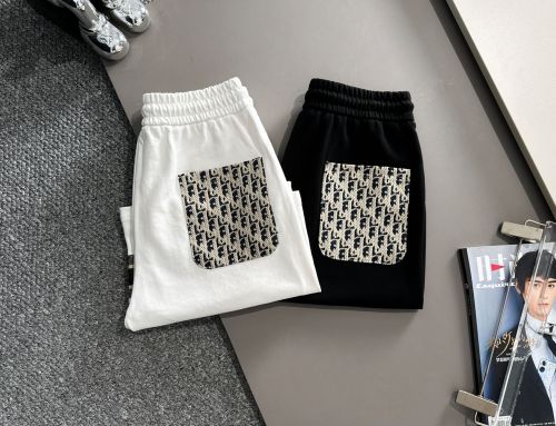Dior Classic Foam Letter Shorts Couple Loose Casual Sports Pants