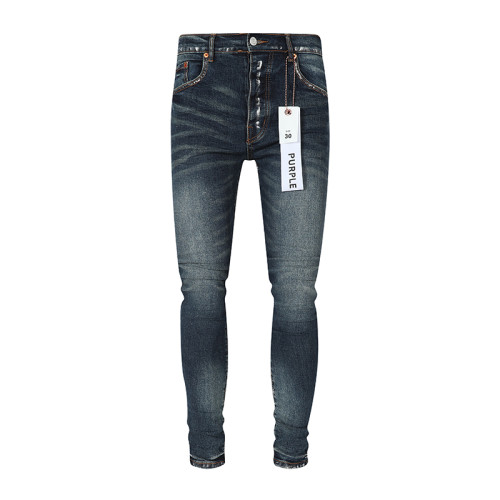 Purple Brand New Fashion Distressed Slim Jeans Unisex Casual Sknny Pants