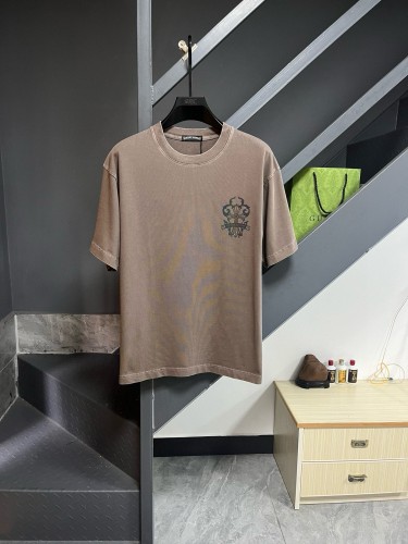 Chrome Hearts Classic Leather Logo Foam Round Neck Short Sleeve Couple Casual T-shirt