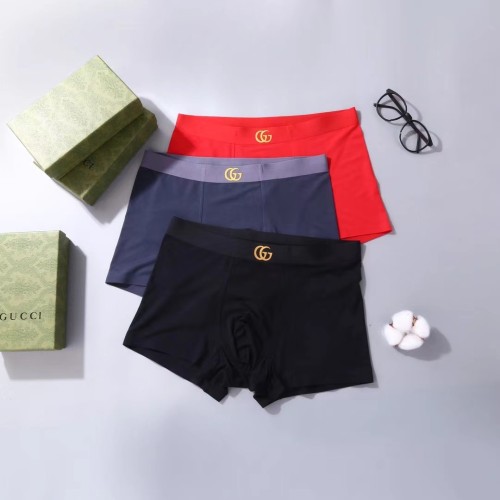 Gucci New Fashion Printed Boxer Briefs Men's Breathable Soft Underwear 3 Pieces/Box