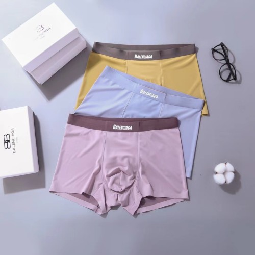 Balenciaga Men's New Fashion Logo Printed Boxer Briefs Breathable Underwear 3 Pieces/Box