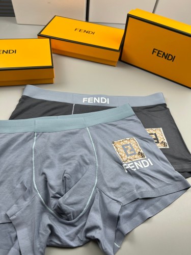 Fendi New Fashion Boxer Briefs Men's Breathable Logo Printed Underwear 3 Pieces/Box